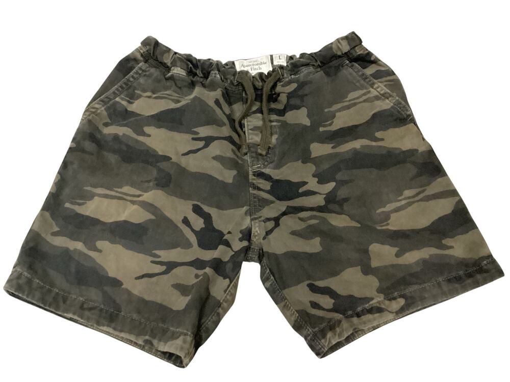 Abercrombie & Fitch Men's Camo Cotton Drawstring Pull-On Shorts Elastic Waist L